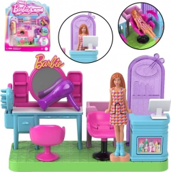 Barbie Mini BarbieLand - Kadeřnický salon s pohyblivou mini panenkou Barbie