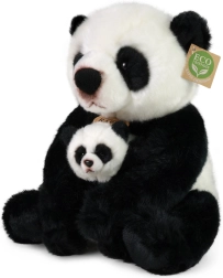 Plyšová panda s mládětem 27 cm eco‑friendly