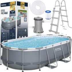 oválný nadzemní bazén bestway steel pro max 427 × 250 × 100 cm se sadou 8 v 1, pumpou a žebříkem