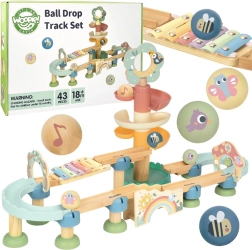 Woopie Green dřevěná kuličková dráha s hudebními efekty a xylofonem FSC