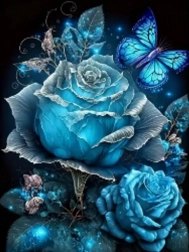 Diamantové malování Modrá růže 30x40 cm