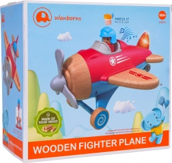 Dřevěné červené letadlo se světly a zvuky