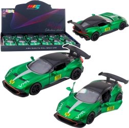 Kovové závodní autíčko 1:32 s pull-back pohonem a otevíracími dveřmi – zelené