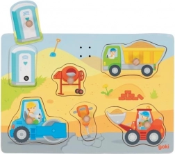 Dřevěná zvuková vkládačka na stavbě GOKI