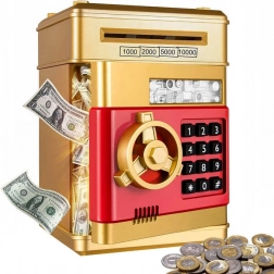 Interaktivní sejf - pokladnička se zámkem na kód - zlatá