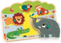 Vkládací puzzle Zvířátka z džungle se zvuky Djeco