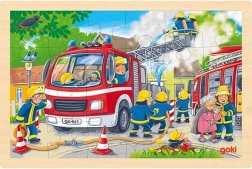 Dřevěné puzzle hasiči 24 dílků GOKI