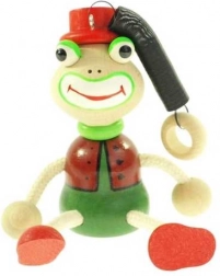 Žabák na pružině – dřevěná závěsná hračka
