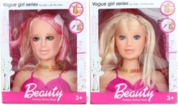 Česací hlava blondýnka s doplňky