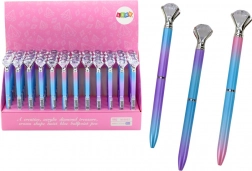 Kuličkové pero s diamantem, modrý inkoust 0,7 mm, mix barev