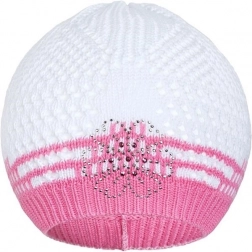 pletená čepička new baby kytička růžová