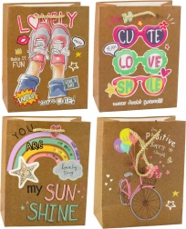 Papírová dárková taška s barevnými motivy 23 x 18 x 10,5 cm