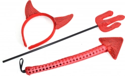 Čertí karnevalový set s ušima, ocasem a trojzubcem