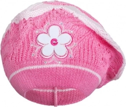 pletený baret pro děti new baby tmavě růžový