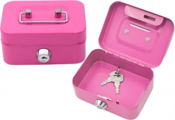 Kovová pokladnička se zámkem – růžová, 2 klíčky