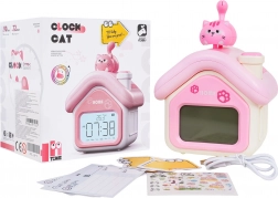 dětský budík kočičí dům s nočním světlem a displejem
