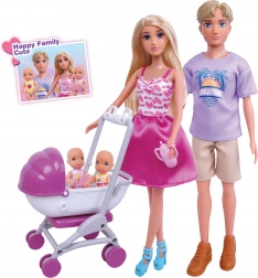 Panenka s rodinou 30 cm s kočárkem a doplňky