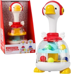 Bubínek s kuličkami huska červená – interaktivní točící hračka