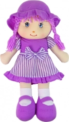 Textilní panenka na mazlení fialová, proužkovaná, 50 cm