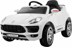 Dětské elektrické autíčko Turbo‑S bílé s dálkovým ovládáním, EVA koly a rádiem MP3