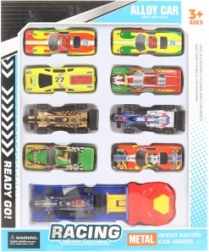 Sada kovových autíček s vystřelovací základnou