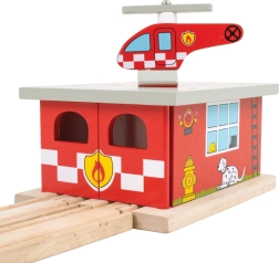 Dřevěná hasičská stanice s heliportem Bigjigs Rail
