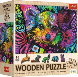 Dřevěné puzzle Barevné štěně