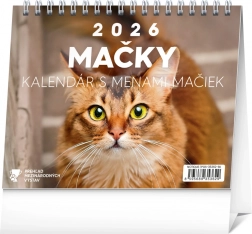 Stolní kalendář Mačky 2026 s jmény koček