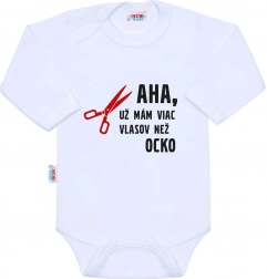 Dojčenské body s dlhým rukávom NEW BABY – viac vlasov než ocko, veľkosť 86 (12–18 mesiacov)