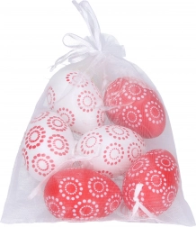 Dekorační plastová vajíčka červenobílé 4x6 cm