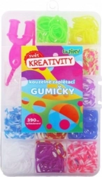 Sada na výrobu náramků – barevné gumičky s příslušenstvím v plastové krabičce