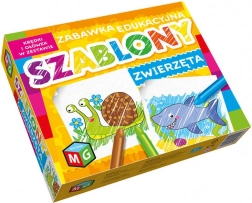 Šablony zvířata s barevnými pastelkami, kreativní set