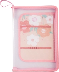 Růžové průhledné pouzdro na dokumenty A4 se zipem