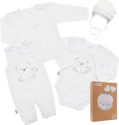 Kojenecká souprava do porodnice New Baby Sweet Bear bílá 62 (3–6 měsíců)