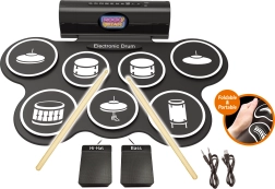 Elektronická bicí souprava s pedály a světelnými efekty