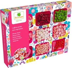 Dřevěné korálky v krabičce s přihrádkami pro výrobu šperků