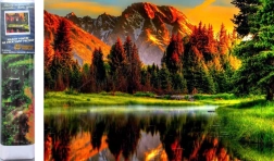 Diamantové malování Západ slunce u jezera 30x40 cm