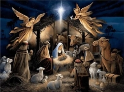 Diamantové malování Svatá noc v Betlémě 30 × 40 cm