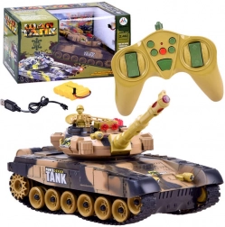RC tank 2,4 GHz s otočnou věží a světelnými efekty – Poušť