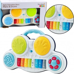 Interaktivní dětské pianinko s bubínky a zvuky zvířátek