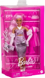 barbie deluxe style panenka v metalické růžové šaty