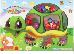 Dřevěné korálky želva – sada na navlékání