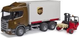 BRUDER Scania Super 560R UPS logistický vůz s vysokozdvižným vozíkem