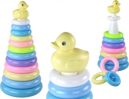Skládací pyramida s kachničkou, 12 kroužků (39 × 17,5 × 17,5 cm)
