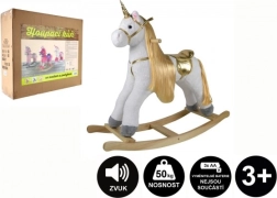 Houpací plyšový jednorožec se zvukem a pohybem, nosnost 50 kg