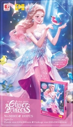 Puzzle 100 dílků růžová princezna s třpytkami