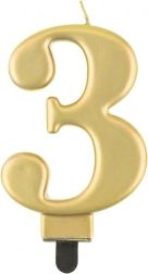 Zlatá dortová svíčka číslo 3