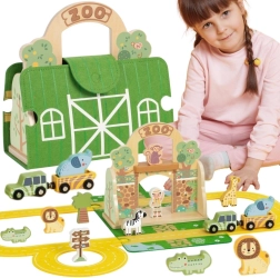 Tooky Toy mini zoo – přenosná dřevěná sada v kufříku