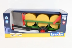 Bruder přívěs na kulaté balíky se 3 balíky slámy