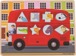 Bigjigs Toys vkládací puzzle autobus se zvířátky